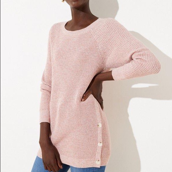 Loft Pink Side Button Tunic Sweater - Picture 2 of 3